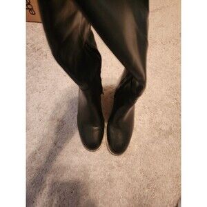 Madewell Black knee  Leather Boots Sz 5.5 Pull On side zipper nwob Women's
